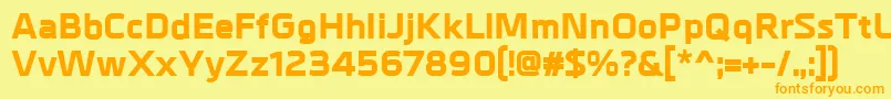 フォントMetrikExtrabold – オレンジの文字が黄色の背景にあります。