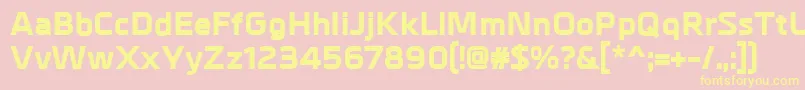MetrikExtrabold-fontti – keltaiset fontit vaaleanpunaisella taustalla