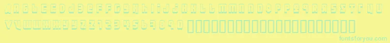 フォントUral3D ffy – 黄色い背景に緑の文字
