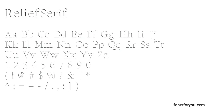 Fuente ReliefSerif - alfabeto, números, caracteres especiales