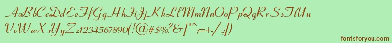 Fonte ClarnelSemiboldItalic – fontes marrons em um fundo verde