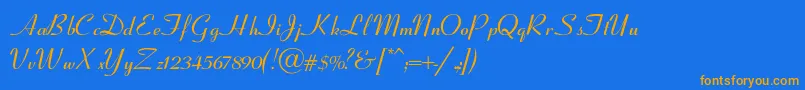 フォントClarnelSemiboldItalic – オレンジ色の文字が青い背景にあります。