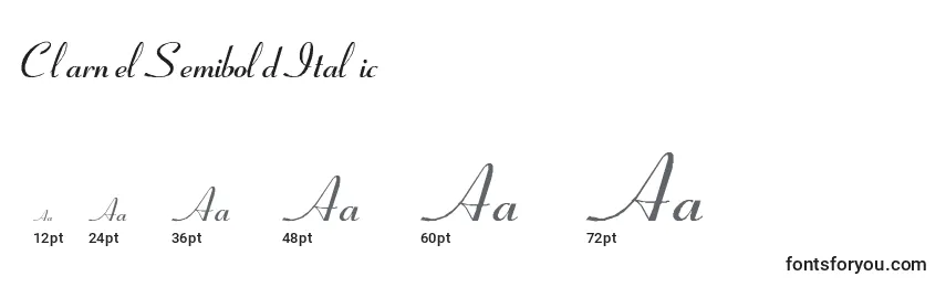 Размеры шрифта ClarnelSemiboldItalic