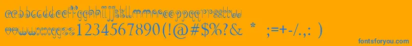 JellySwirls-Schriftart – Blaue Schriften auf orangefarbenem Hintergrund