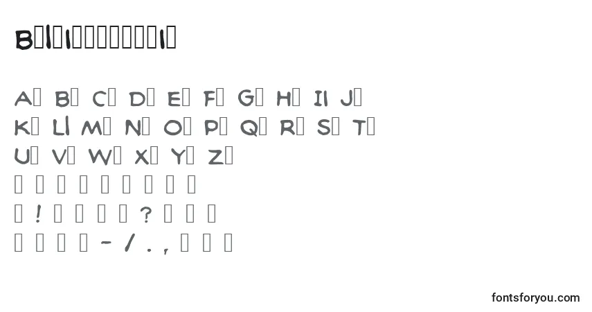 Czcionka Baltimorecomic – alfabet, cyfry, specjalne znaki