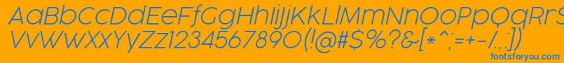 Czcionka CocogooseProUltralightItalicTrial – niebieskie czcionki na pomarańczowym tle