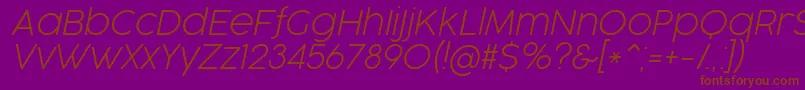 CocogooseProUltralightItalicTrial Font – Brown Fonts on Purple Background