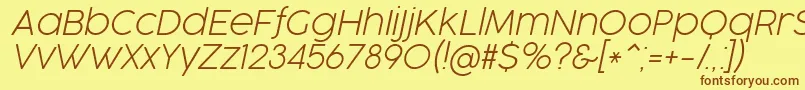 Шрифт CocogooseProUltralightItalicTrial – коричневые шрифты на жёлтом фоне