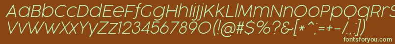 CocogooseProUltralightItalicTrial Font – Green Fonts on Brown Background