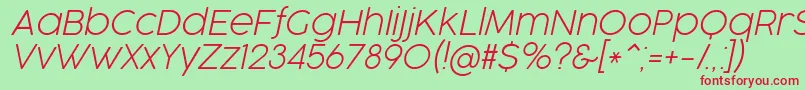 CocogooseProUltralightItalicTrial Font – Red Fonts on Green Background