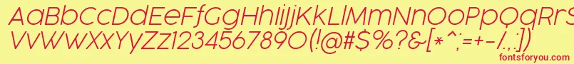 Czcionka CocogooseProUltralightItalicTrial – czerwone czcionki na żółtym tle