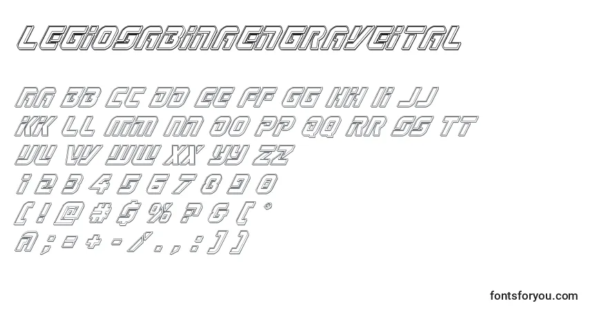 Шрифт Legiosabinaengraveital – алфавит, цифры, специальные символы