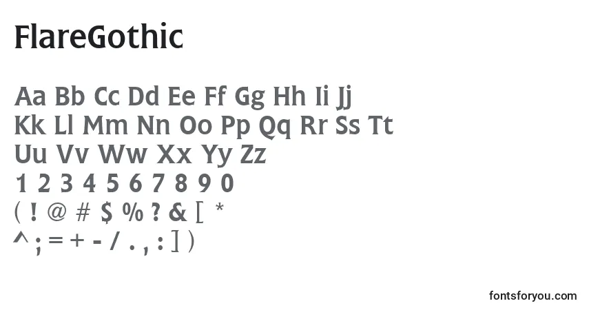A fonte FlareGothic – alfabeto, números, caracteres especiais