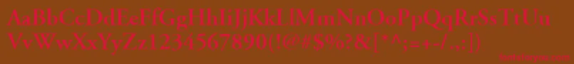 フォントAdobeGaramondLtSemibold – 赤い文字が茶色の背景にあります。