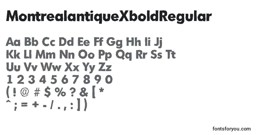 Czcionka MontrealantiqueXboldRegular – alfabet, cyfry, specjalne znaki