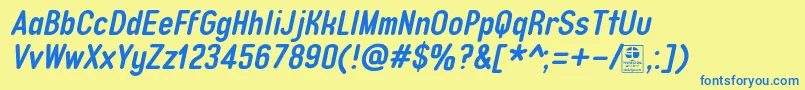 TypoQuikBoldItalicDemo Font – Blue Fonts on Yellow Background