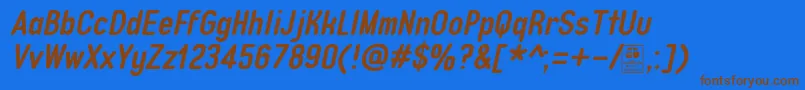 TypoQuikBoldItalicDemo Font – Brown Fonts on Blue Background