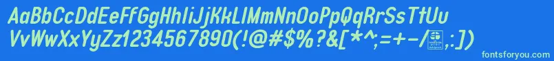 フォントTypoQuikBoldItalicDemo – 青い背景に緑のフォント