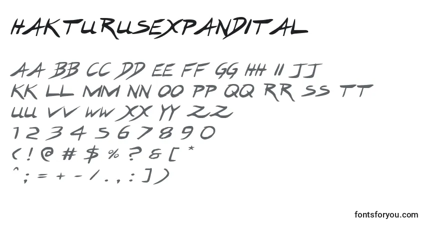 A fonte Hakturusexpandital – alfabeto, números, caracteres especiais