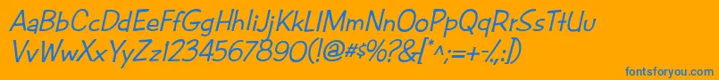 CacFuturaCasualMed.Italic Font – Blue Fonts on Orange Background