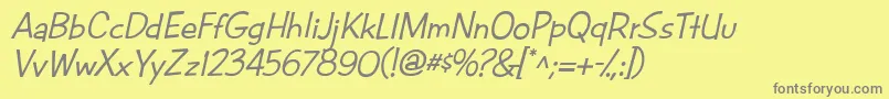 CacFuturaCasualMed.Italic Font – Gray Fonts on Yellow Background