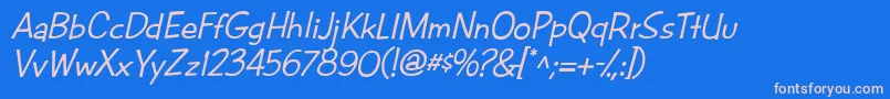 Police CacFuturaCasualMed.Italic – polices roses sur fond bleu