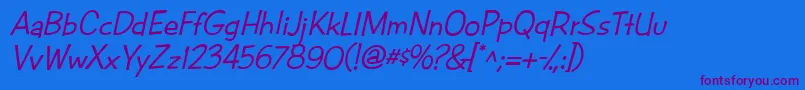 CacFuturaCasualMed.Italic Font – Purple Fonts on Blue Background