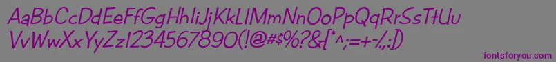 CacFuturaCasualMed.Italic Font – Purple Fonts on Gray Background