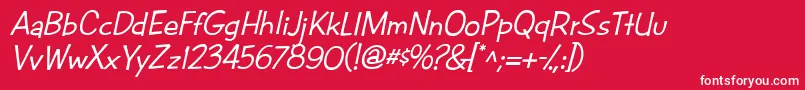 CacFuturaCasualMed.Italic Font – White Fonts on Red Background