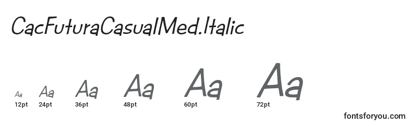 CacFuturaCasualMed.Italic Font Sizes