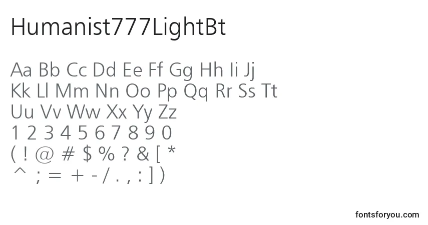 Шрифт Humanist777LightBt – алфавит, цифры, специальные символы