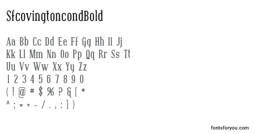 Шрифт SfcovingtoncondBold – алфавит, цифры, специальные символы