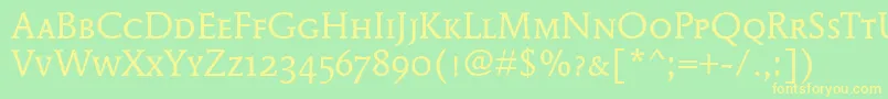 MendozaRomanScItcTtBook Font – Yellow Fonts on Green Background