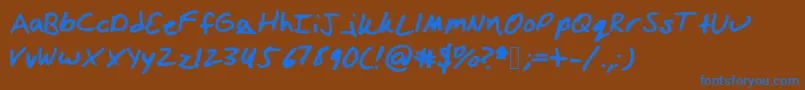 フォントIzzihand – 茶色の背景に青い文字