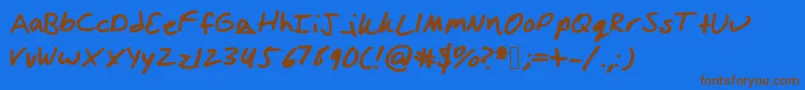 Izzihand-Schriftart – Braune Schriften auf blauem Hintergrund