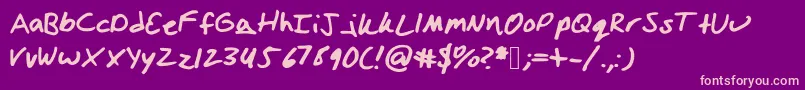 Izzihand-Schriftart – Rosa Schriften auf violettem Hintergrund