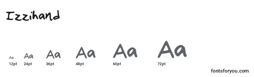 Размеры шрифта Izzihand
