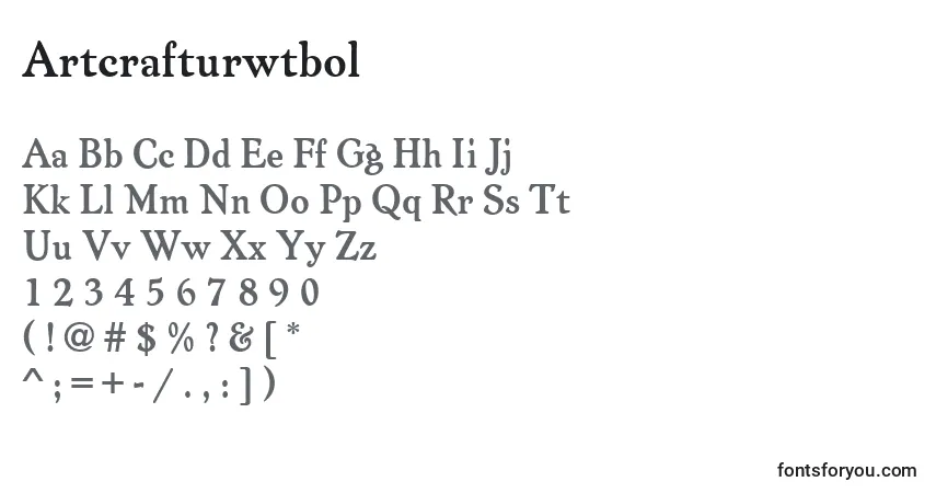 Czcionka Artcrafturwtbol – alfabet, cyfry, specjalne znaki