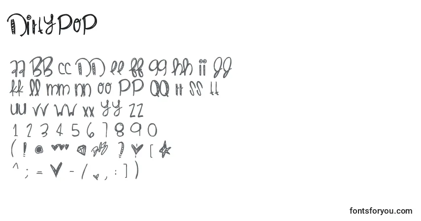 Шрифт Dirtypop – алфавит, цифры, специальные символы