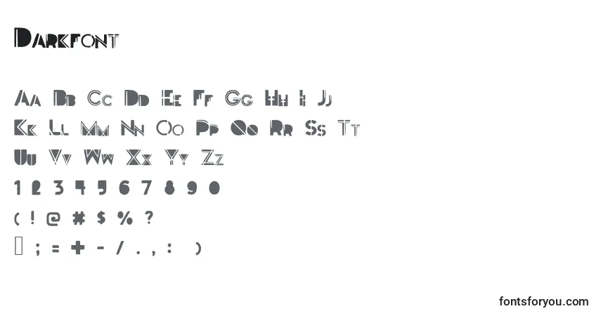 A fonte Darkfont – alfabeto, números, caracteres especiais