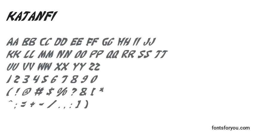 Schriftart Katanfi – Alphabet, Zahlen, spezielle Symbole