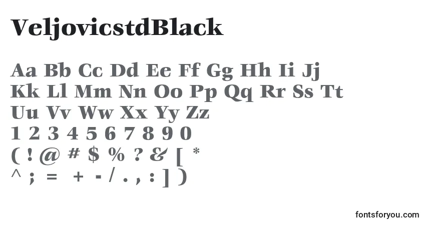 Czcionka VeljovicstdBlack – alfabet, cyfry, specjalne znaki