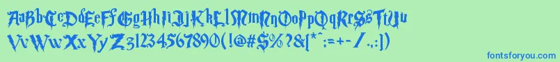 Magic School Two-fontti – siniset fontit vihreällä taustalla