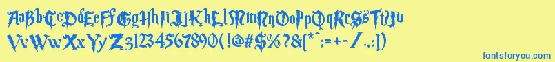 Шрифт Magic School Two – синие шрифты на жёлтом фоне