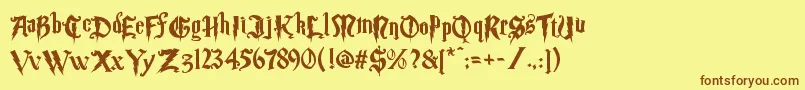 Magic School Two-fontti – ruskeat fontit keltaisella taustalla
