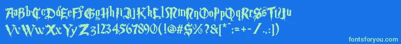 Magic School Two-Schriftart – Grüne Schriften auf blauem Hintergrund