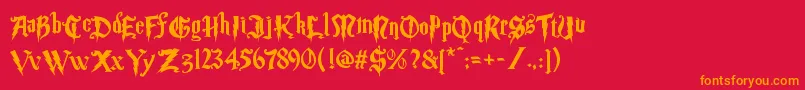 Magic School Two-fontti – oranssit fontit punaisella taustalla