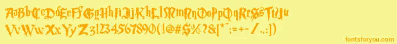 Magic School Two-fontti – oranssit fontit keltaisella taustalla