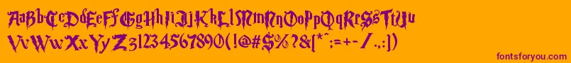 Magic School Two-Schriftart – Violette Schriften auf orangefarbenem Hintergrund