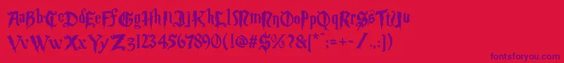 Magic School Two-Schriftart – Violette Schriften auf rotem Hintergrund